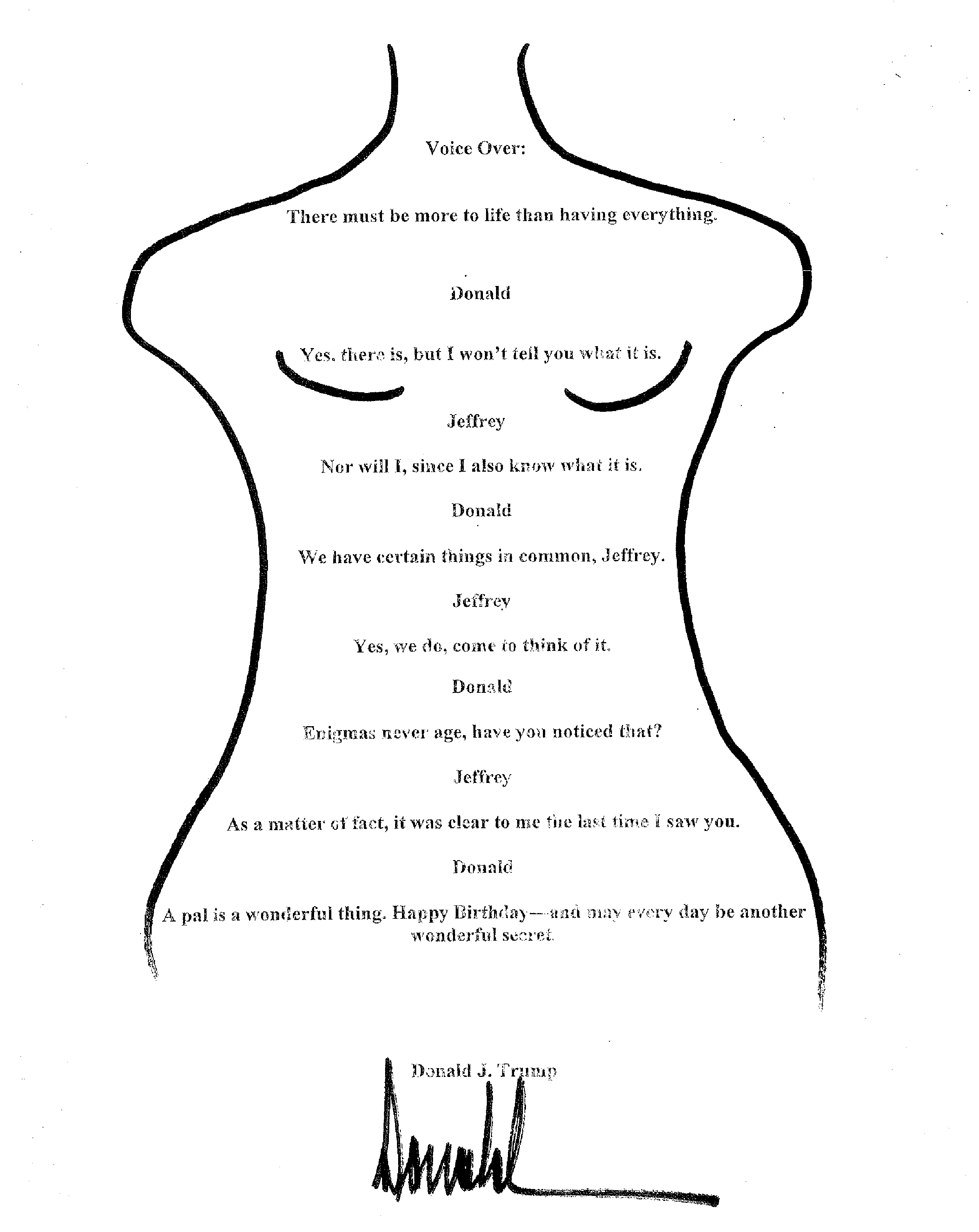 Trump birthday note to Epstein released by Oversight Democrats.