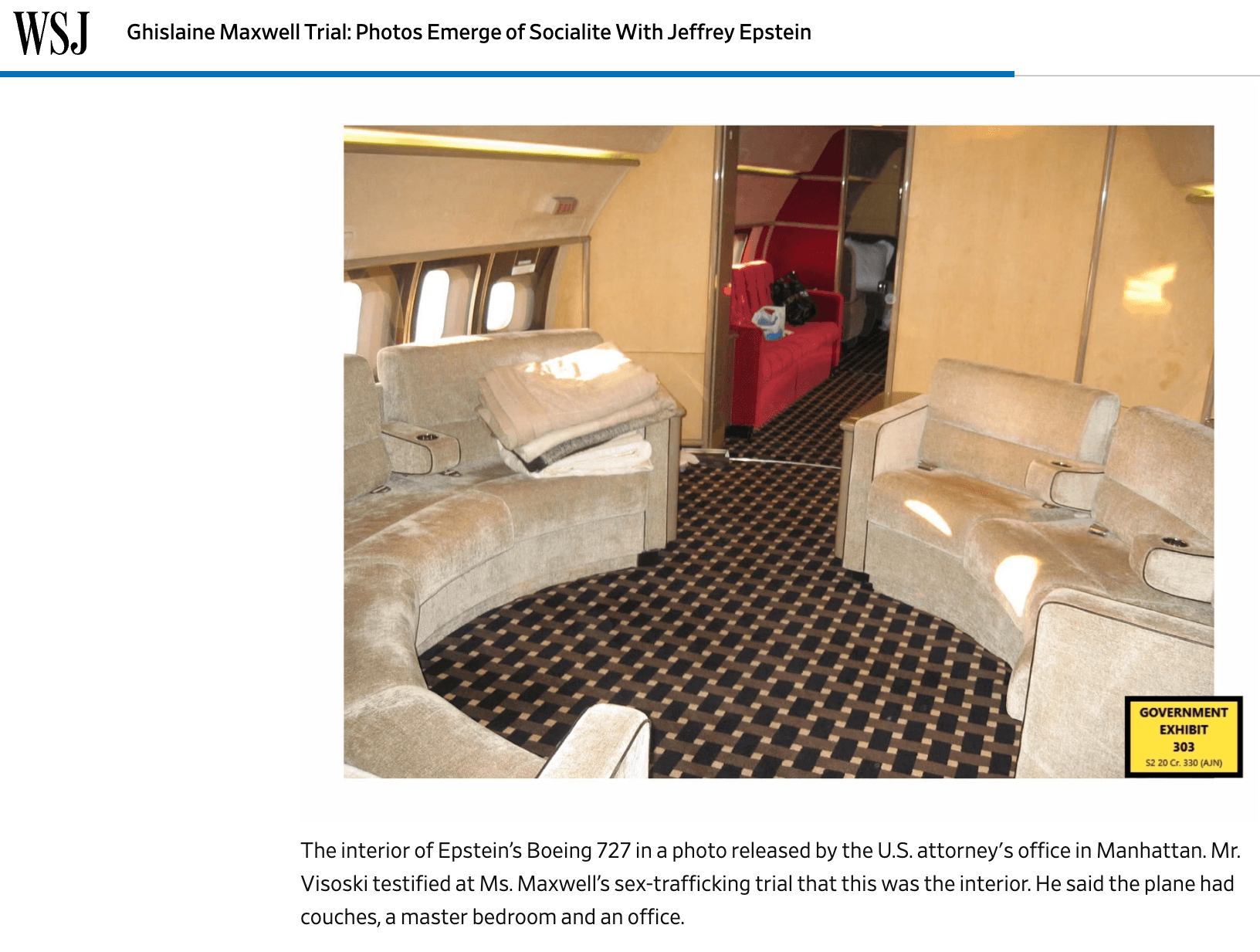 WSJ — Interior of the Boeing 727 (“Lolita Express”)